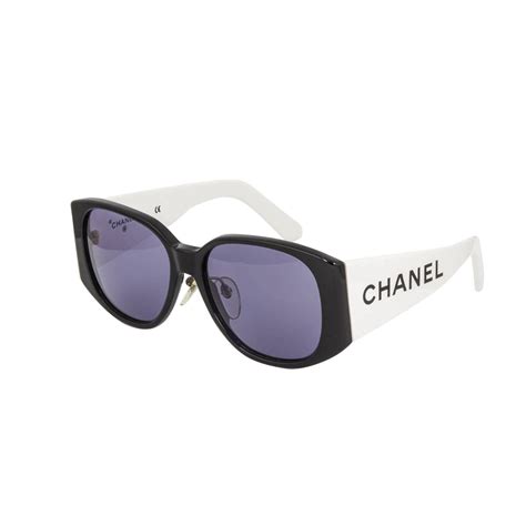 chanel black and white sunglasses